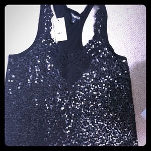 Black sequin tank